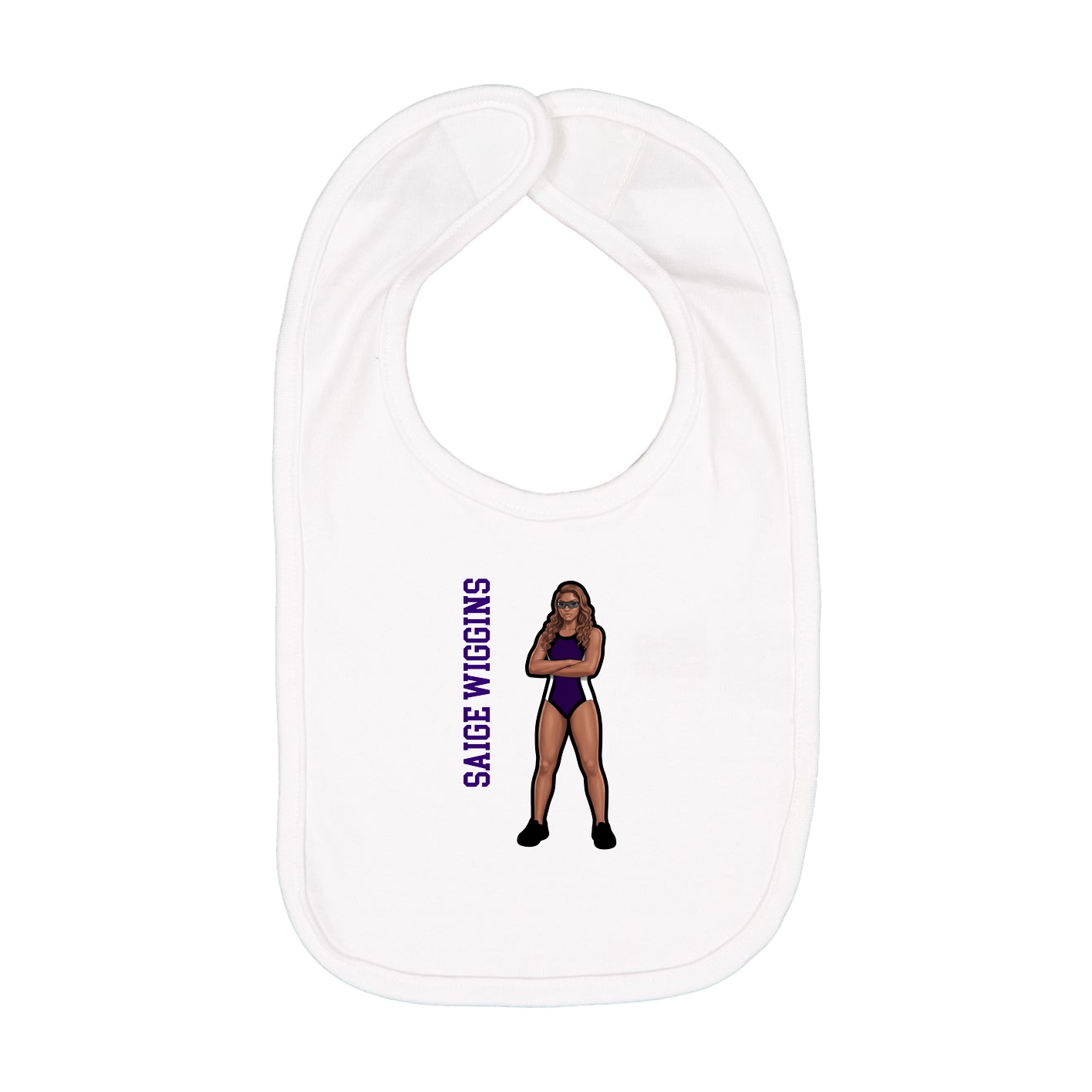 Infant Bib — Name Vertical in White