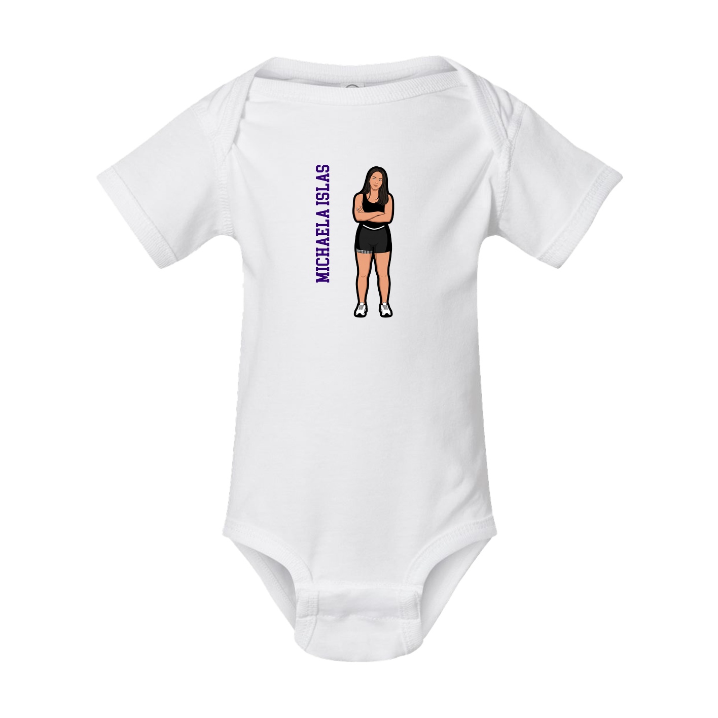 Baby Onesie — Name Vertical in White
