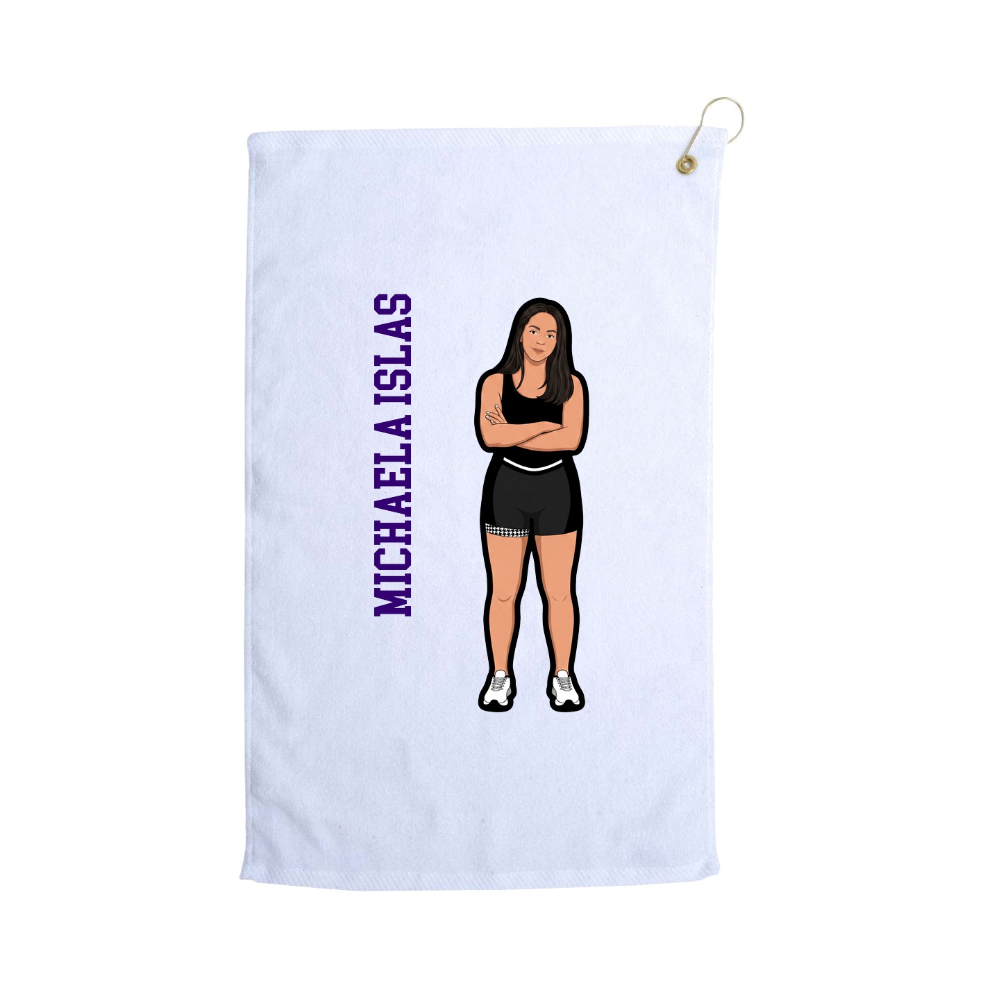Golf Towel — Name Vertical in White