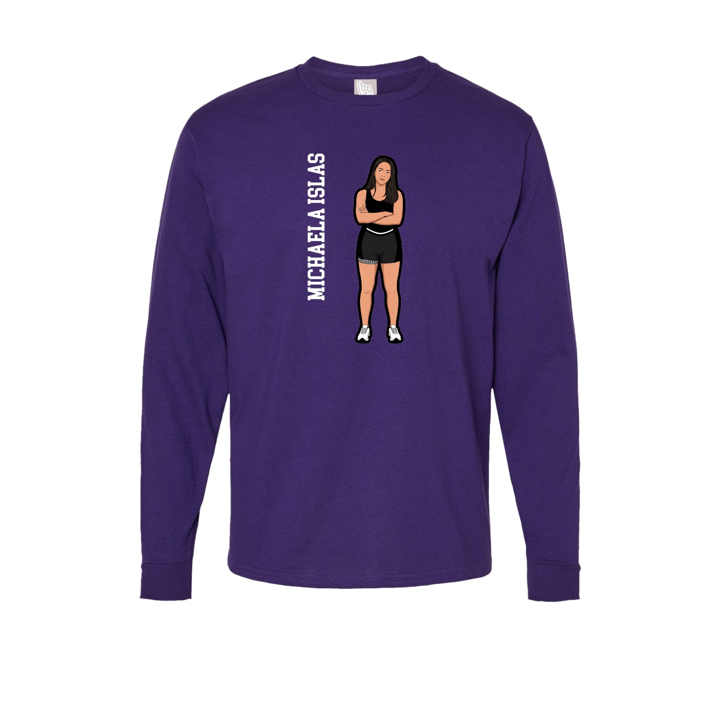 Long Sleeve Tee — Name Vertical in Purple