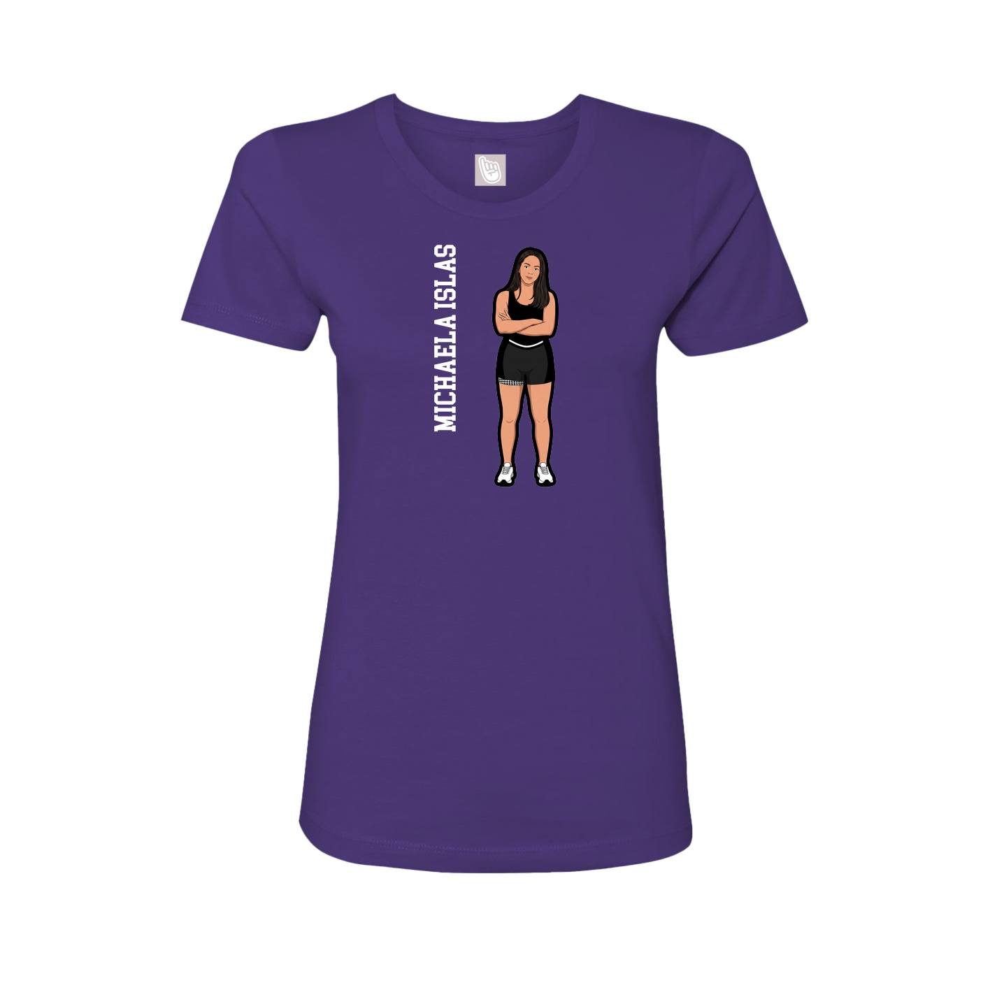 Fitted Women's Tee — Name Vertical in Purple
