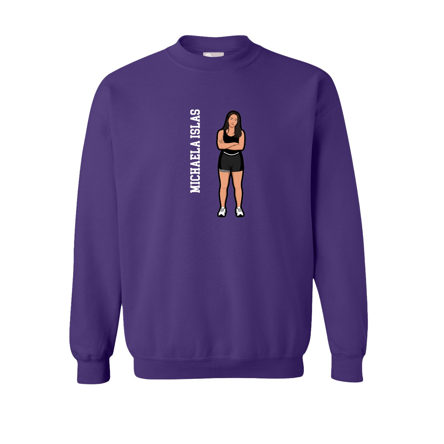 Fleece Crew — Name Vertical in Purple