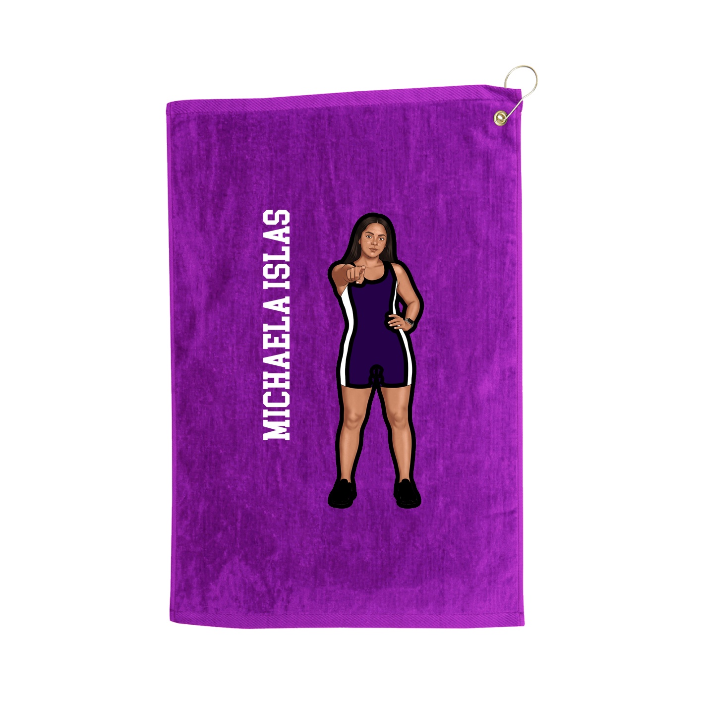 Golf Towel — Name Vertical in Purple