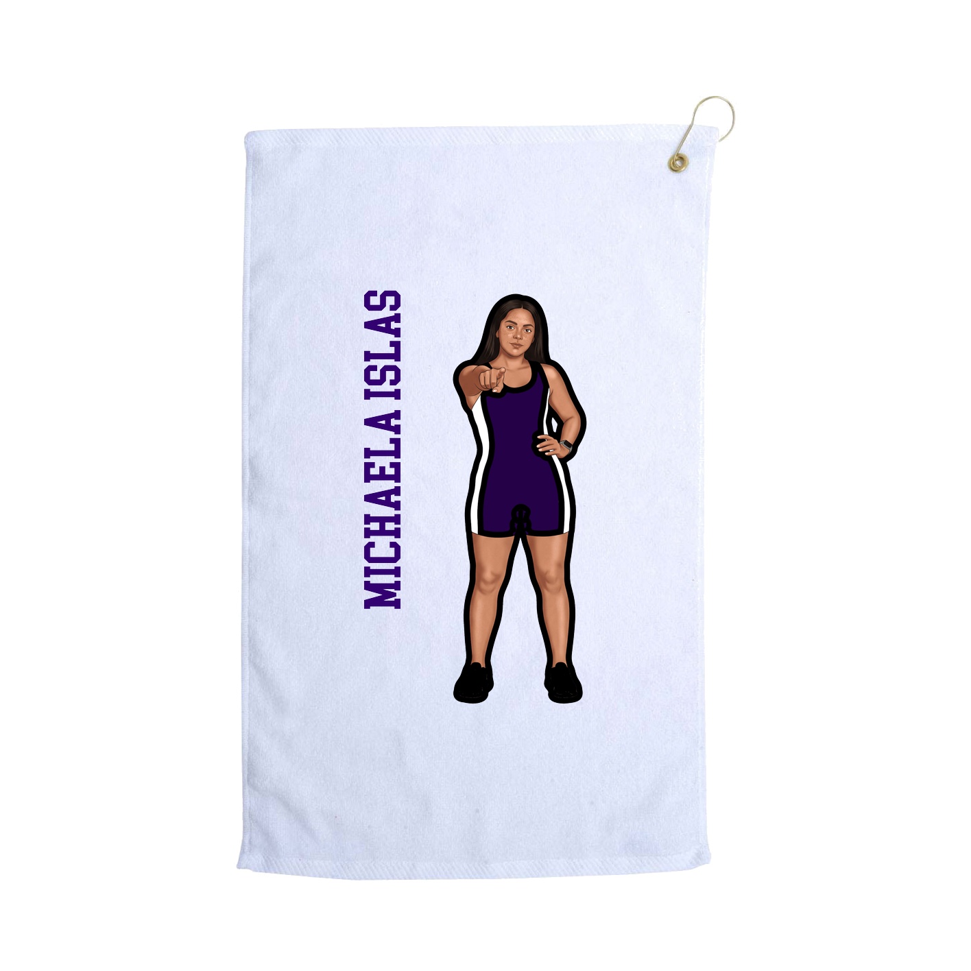 Golf Towel — Name Vertical in White