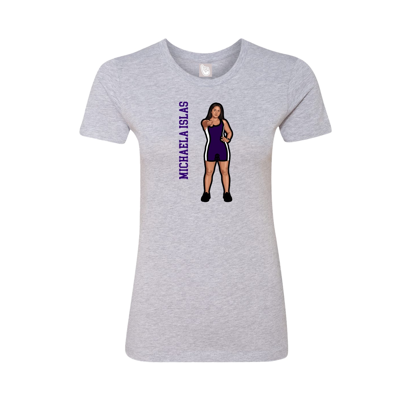 Womens Tee — Name Vertical in Grey
