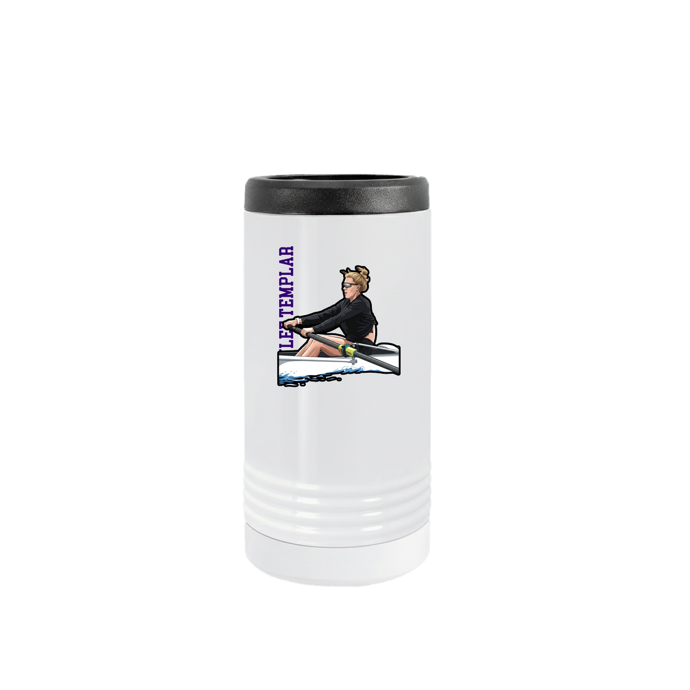 Slim Beverage Holder — Name Vertical in White