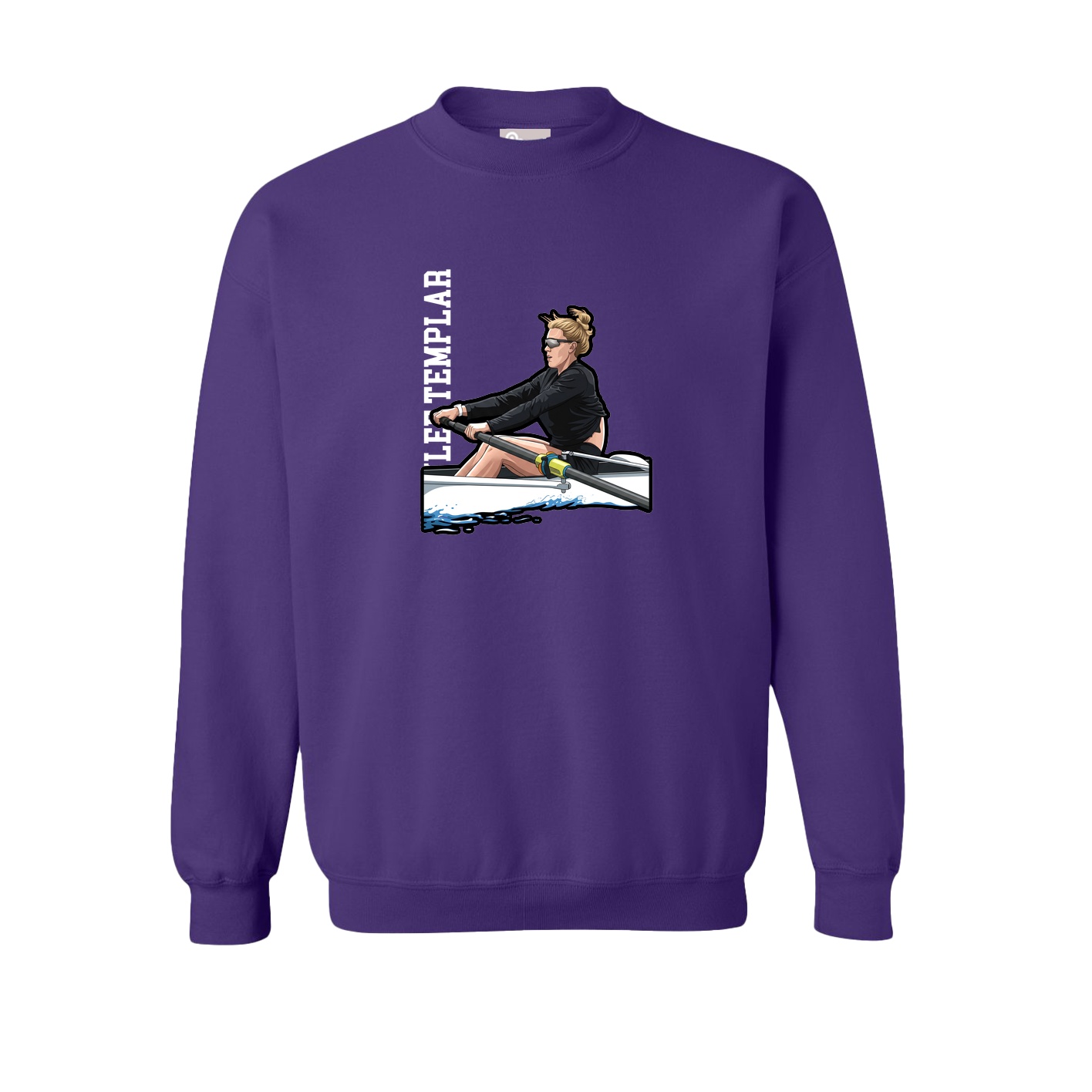 Fleece Crew — Name Vertical in Purple
