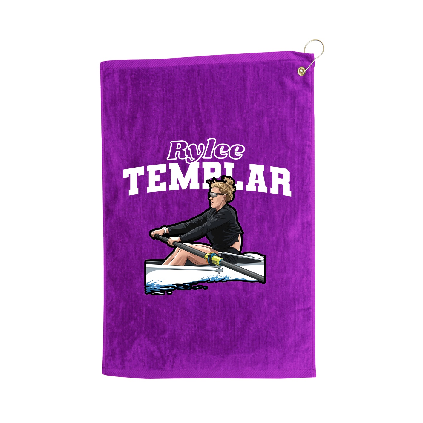 Golf Towel — Name Arch in Purple