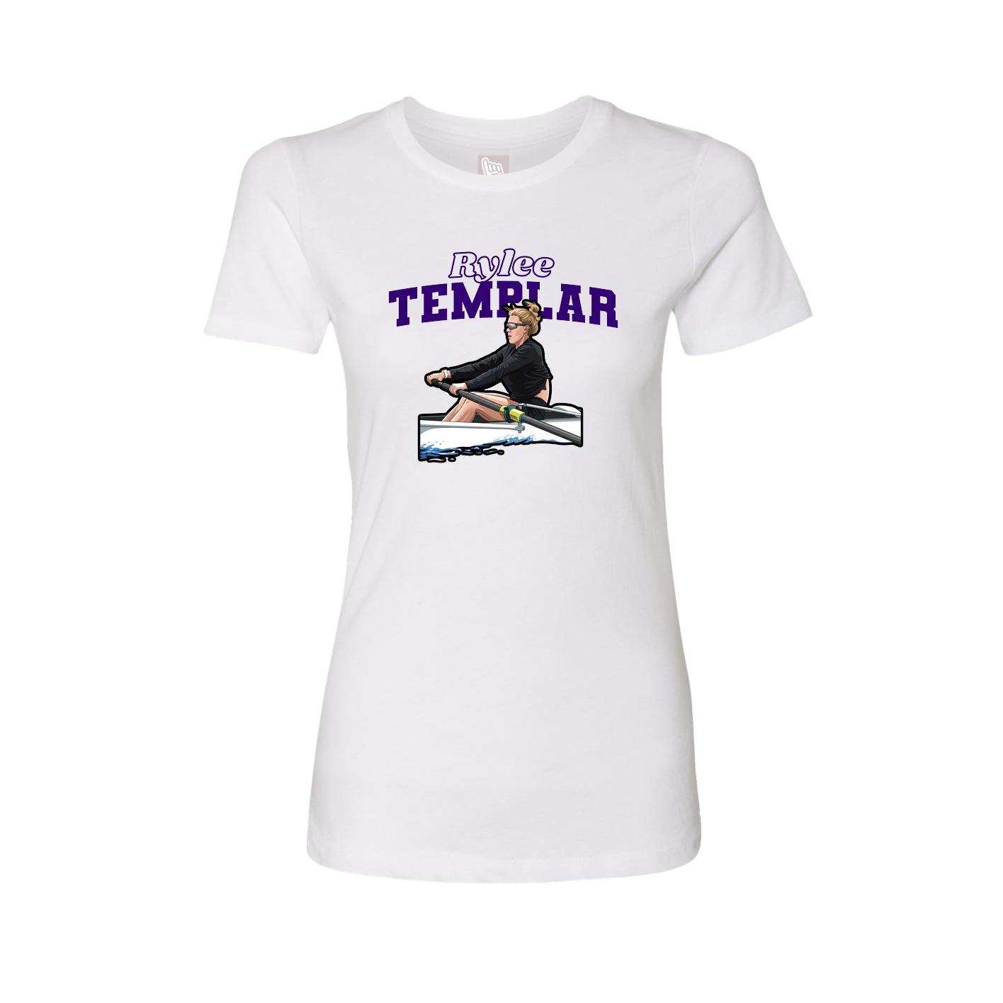 Fitted Women's Tee — Name Arch in White