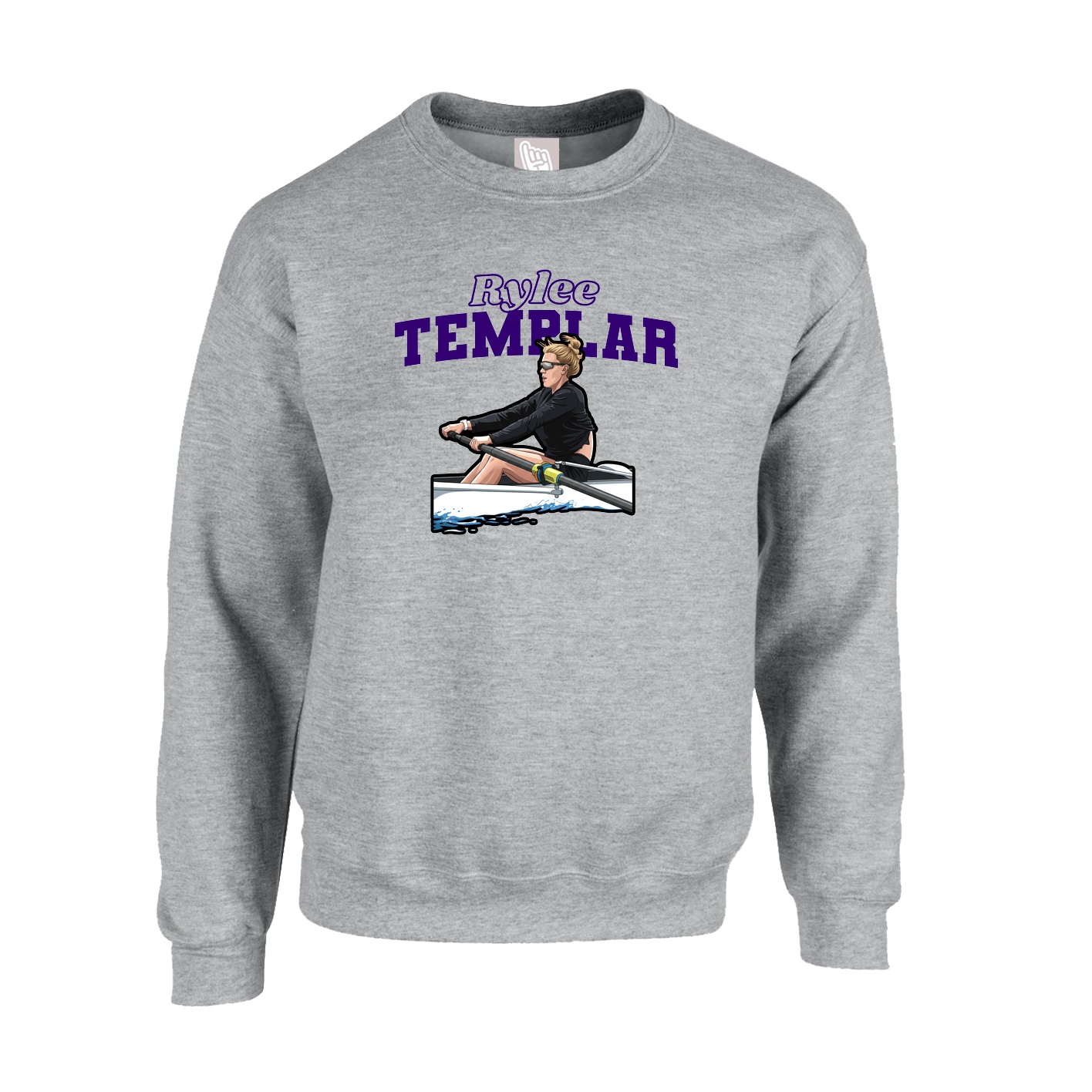 Fleece Crew — Name Arch in Grey