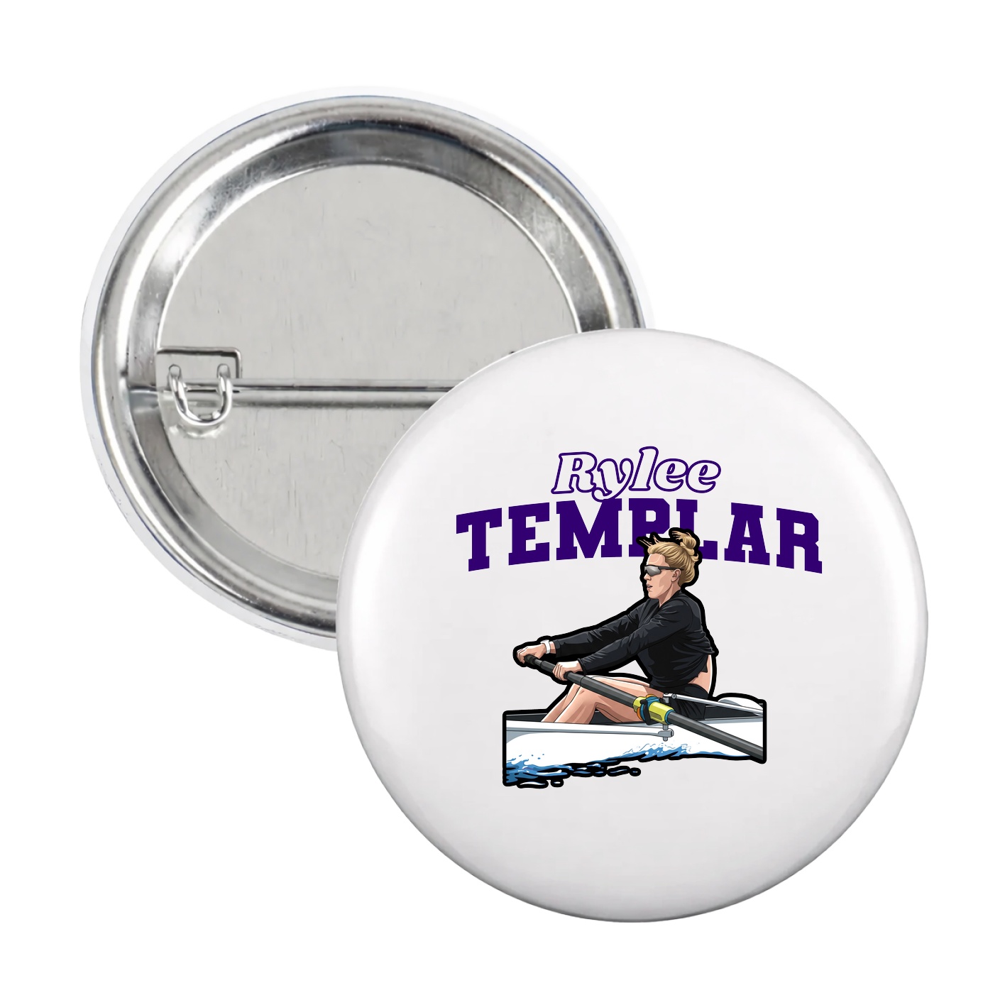 Game Day Button — Name Arch in White