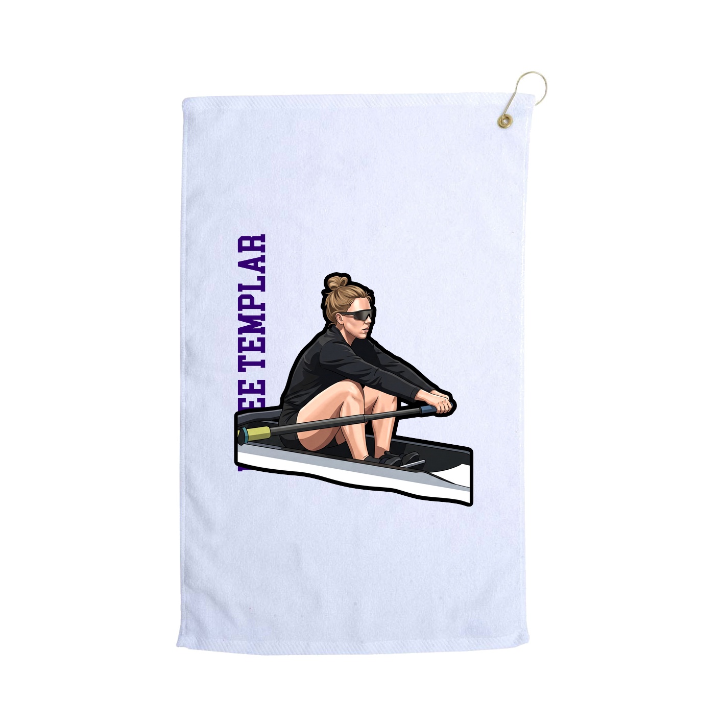 Golf Towel — Name Vertical in White