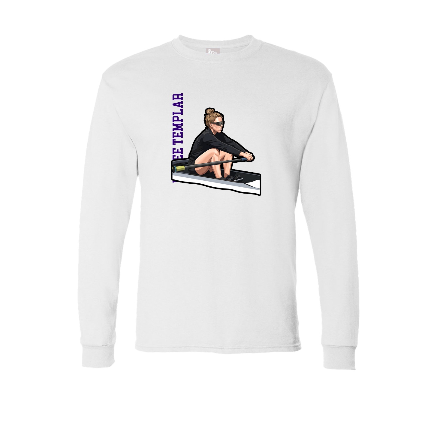 Long Sleeve Tee — Name Vertical in White
