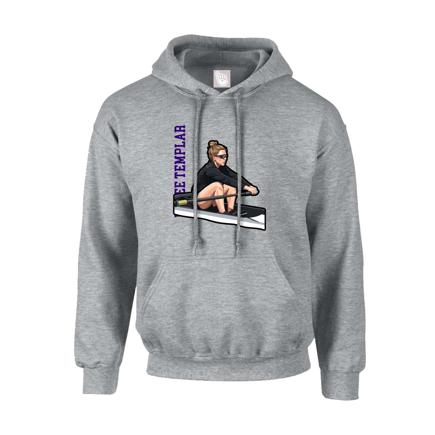 Hoodie — Name Vertical in Grey