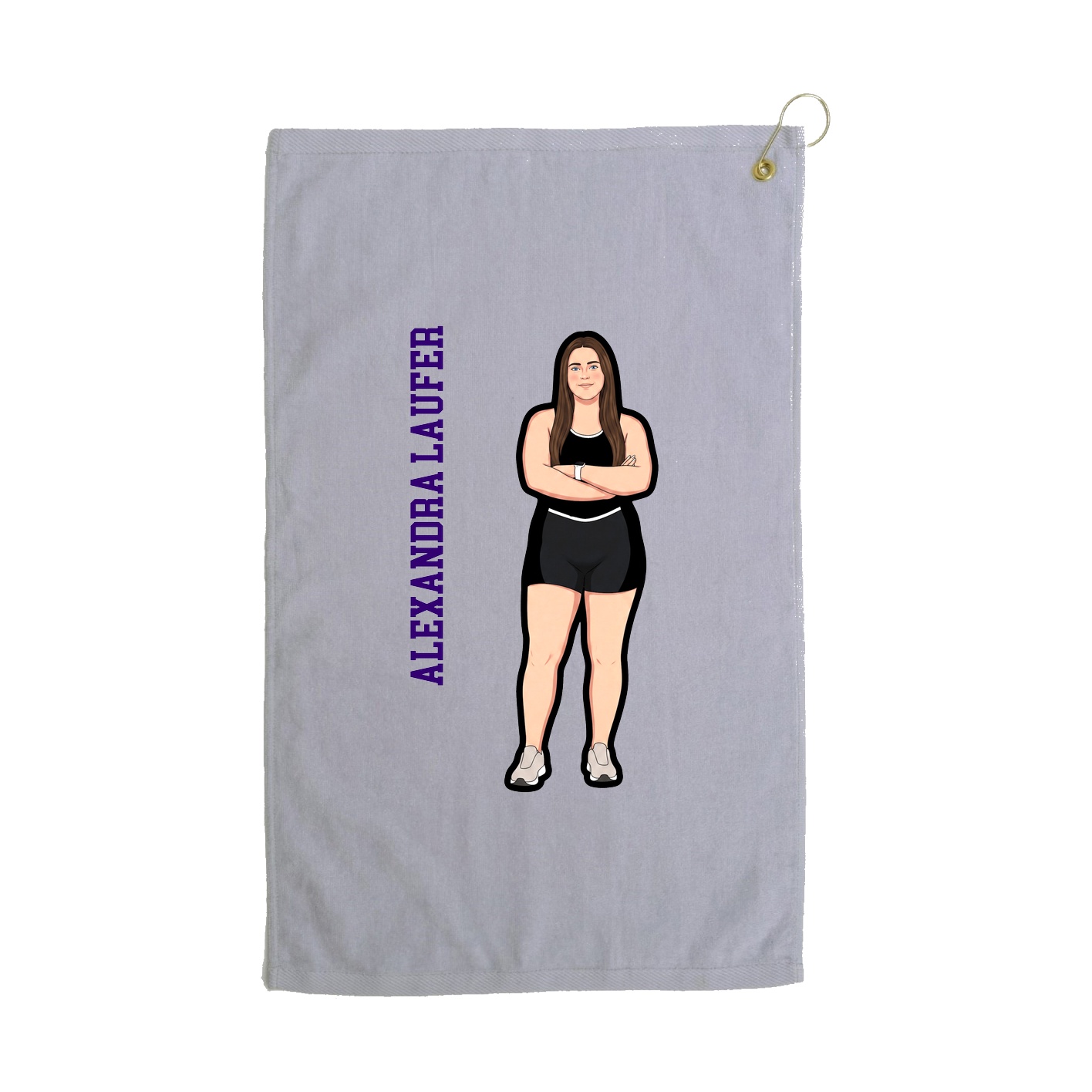 Golf Towel — Name Vertical in Grey