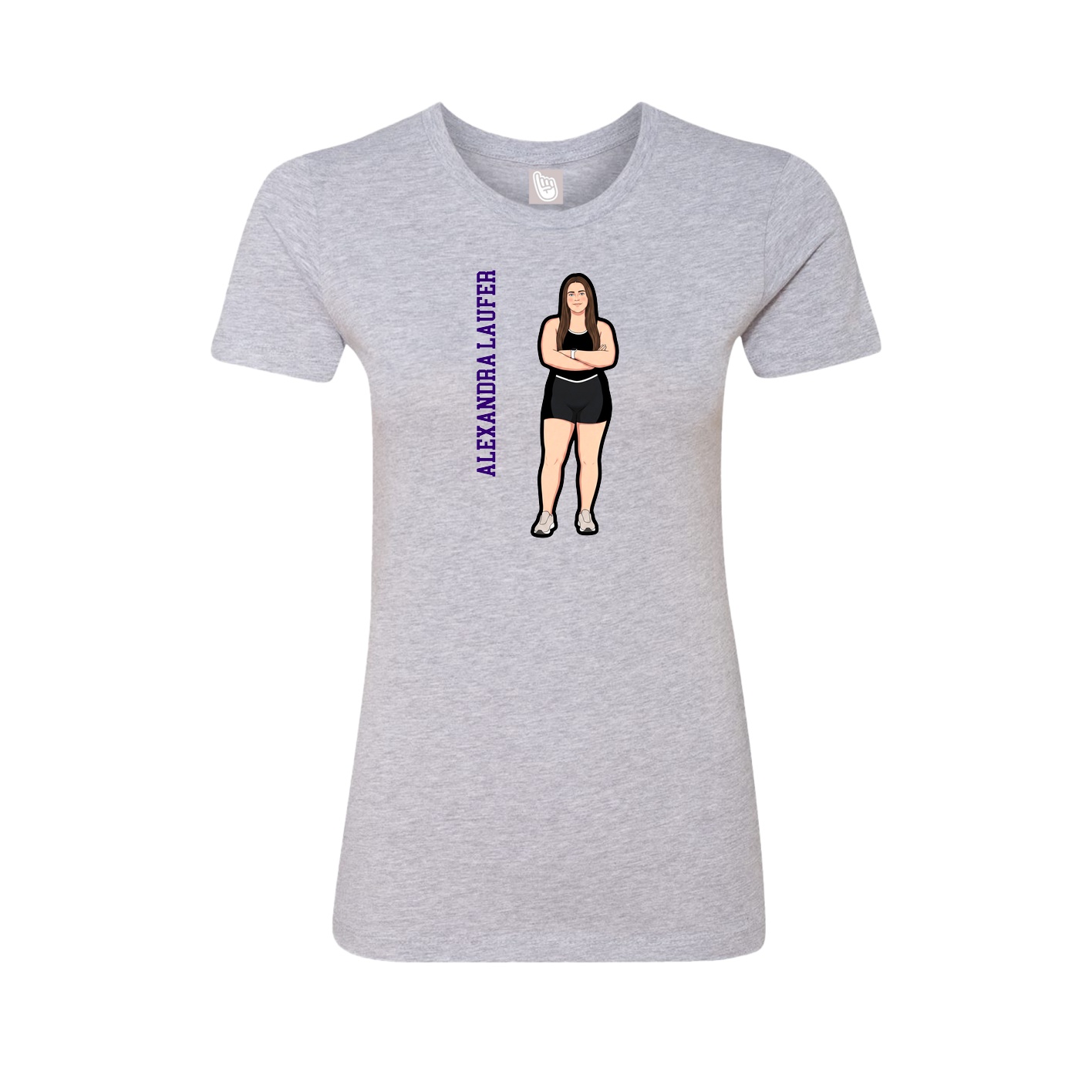 Fitted Women's Tee — Name Vertical in Grey