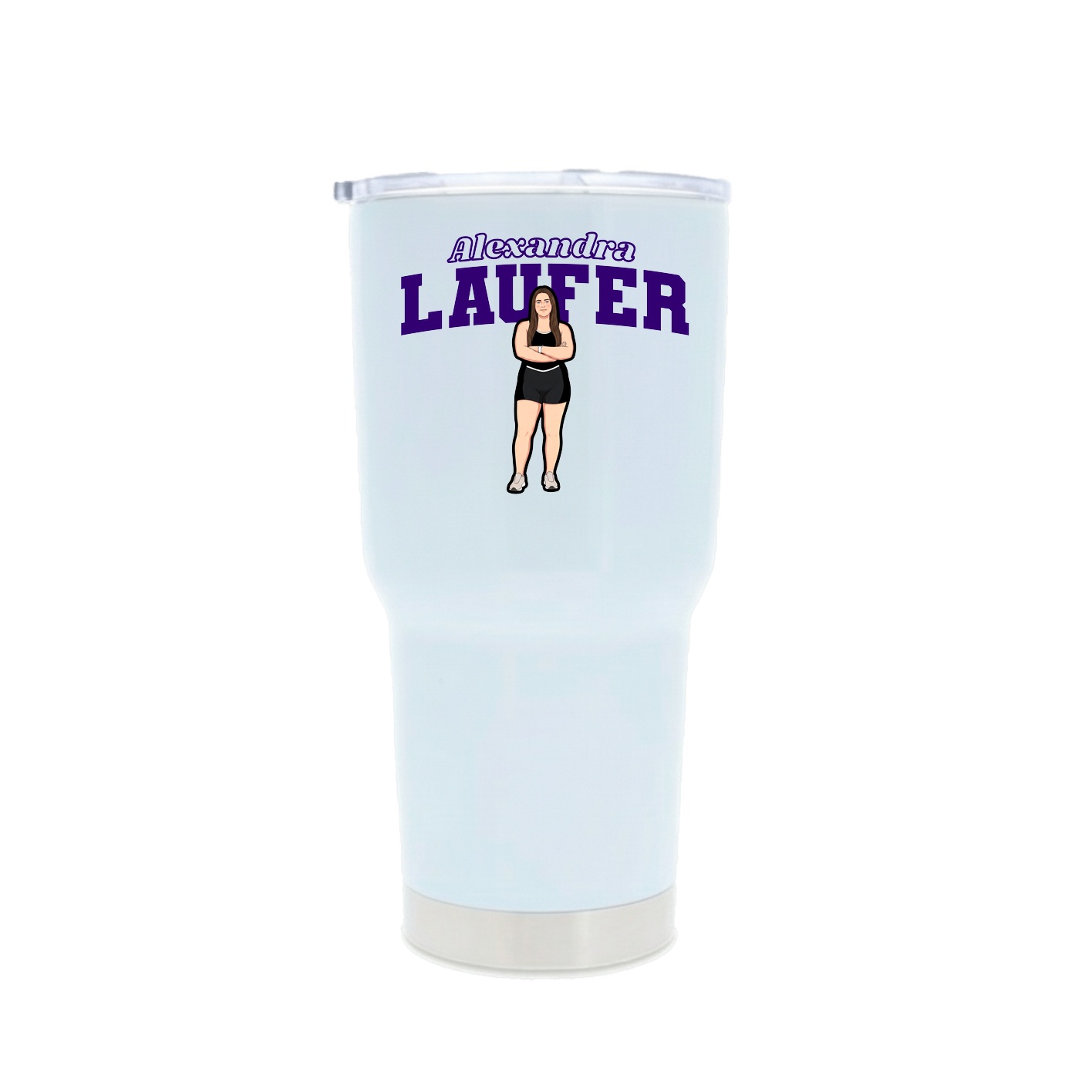 30oz Stainless Steel Tumbler — Name Arch in White