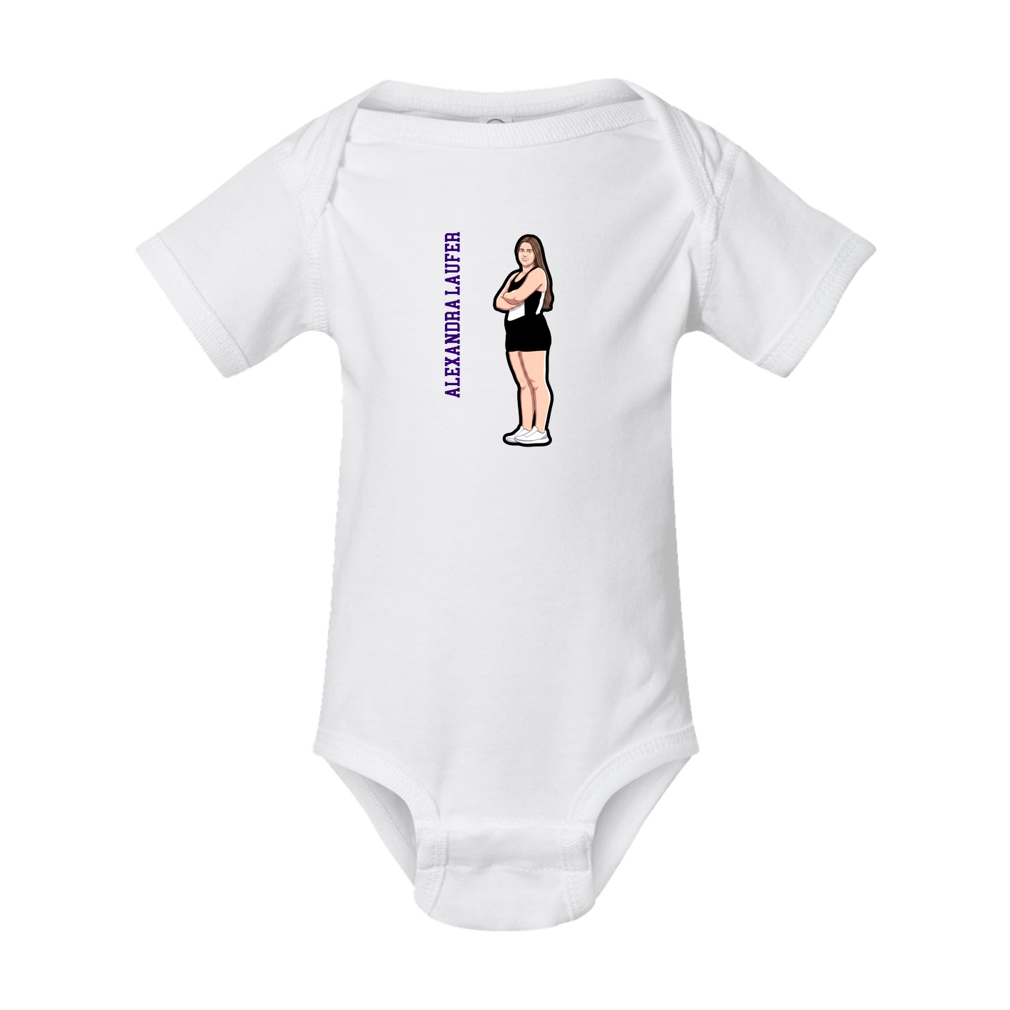 Baby Onesie — Name Vertical in White