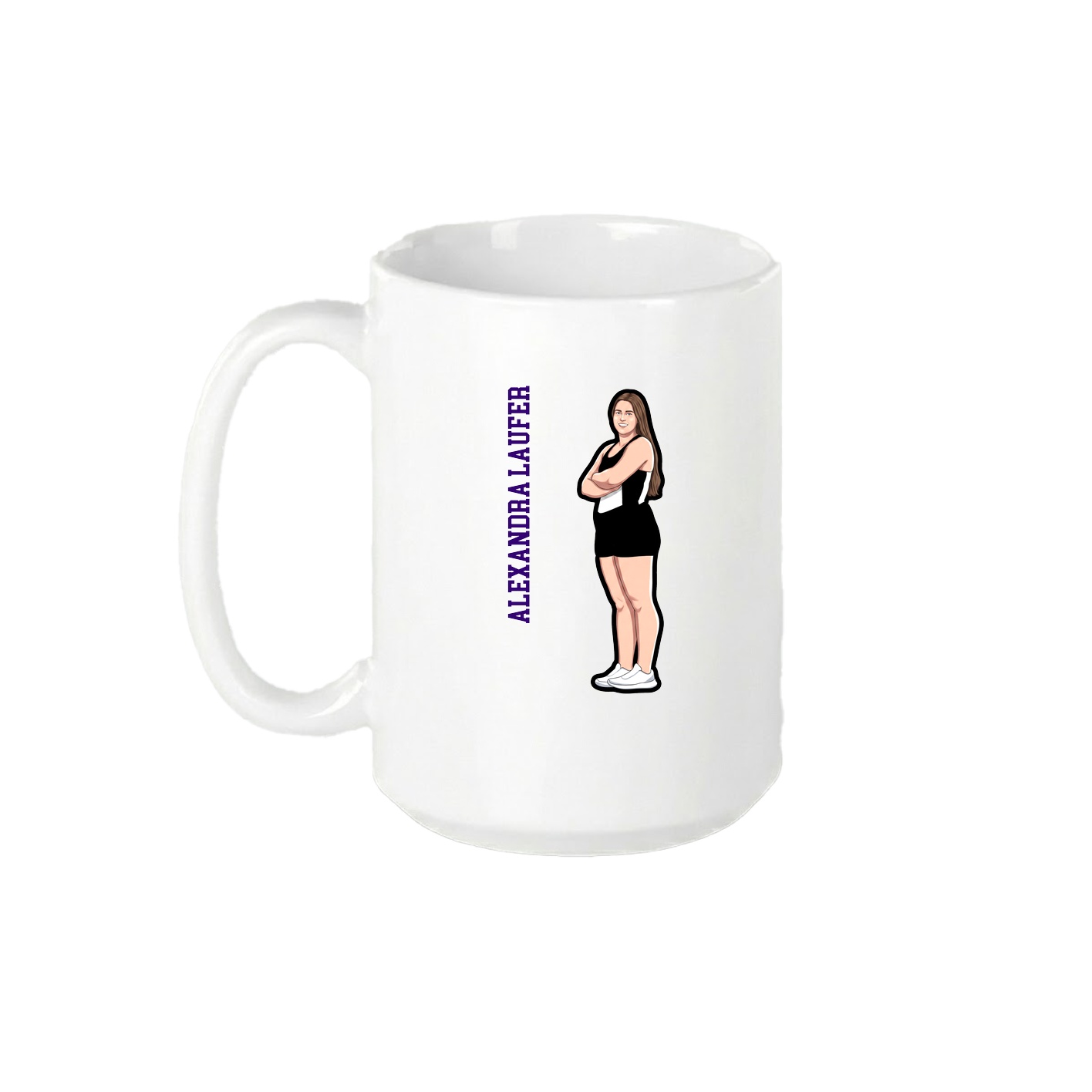 15oz Coffee Mug — Name Vertical in White