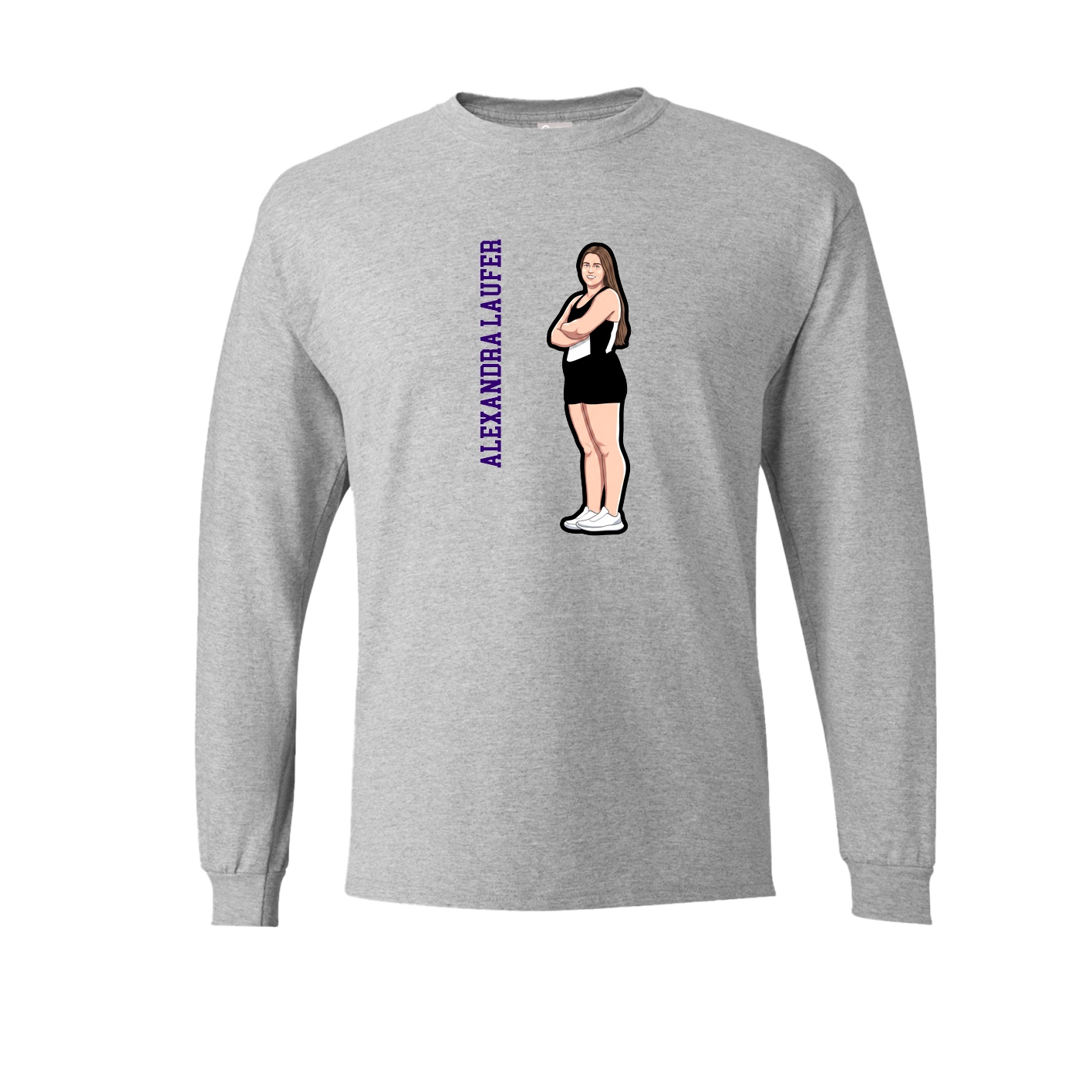 Long Sleeve Tee — Name Vertical in Grey