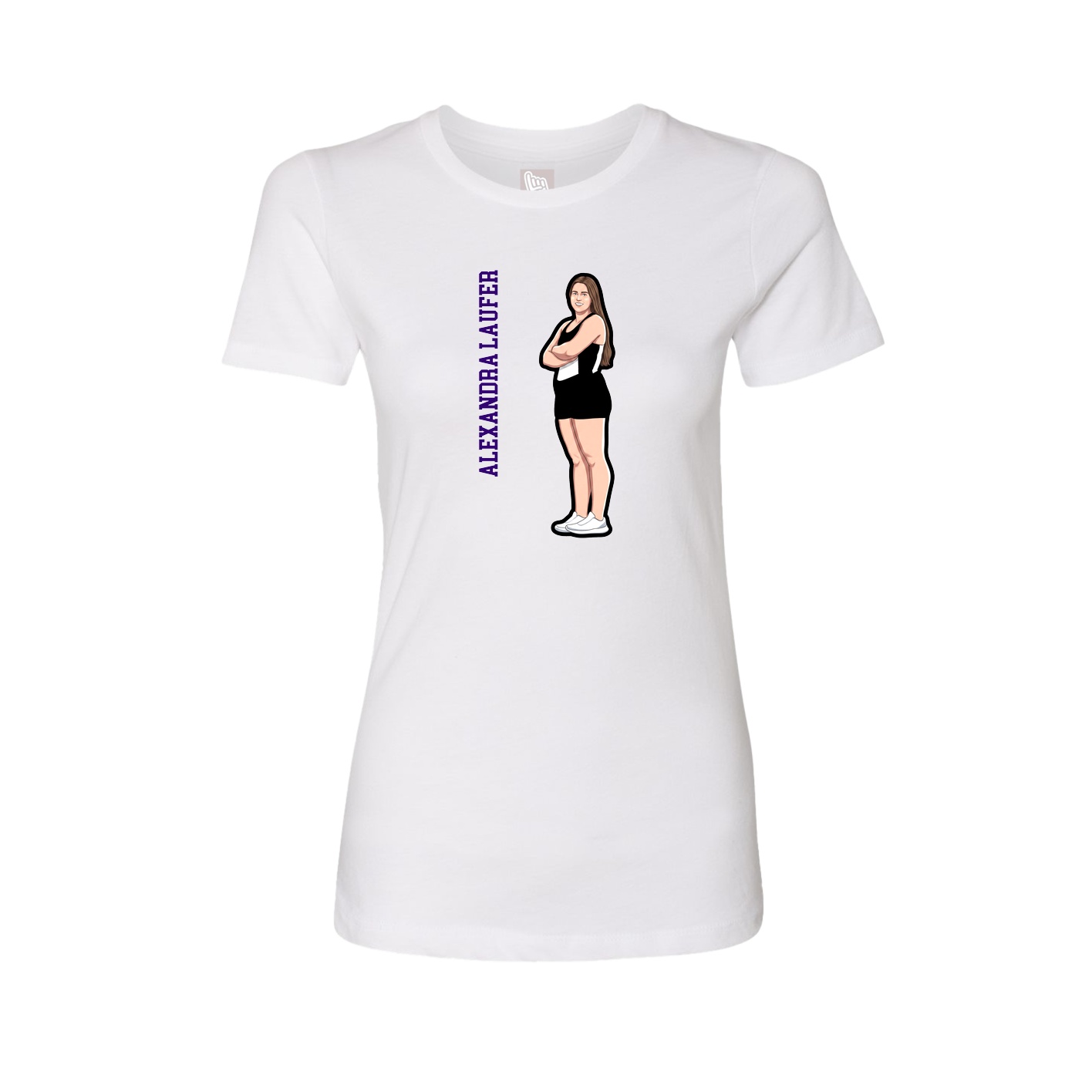 Fitted Women's Tee — Name Vertical in White