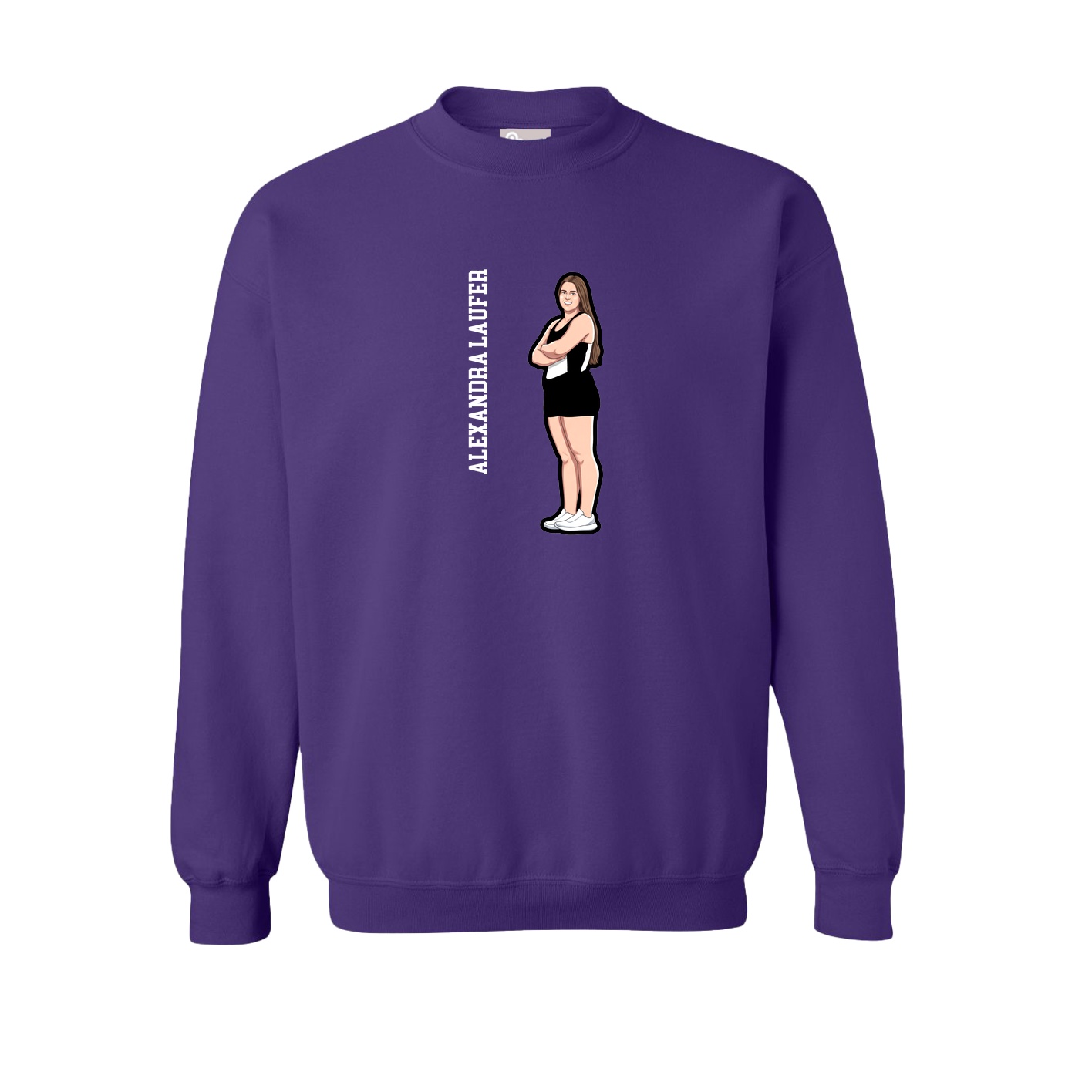 Fleece Crew — Name Vertical in Purple