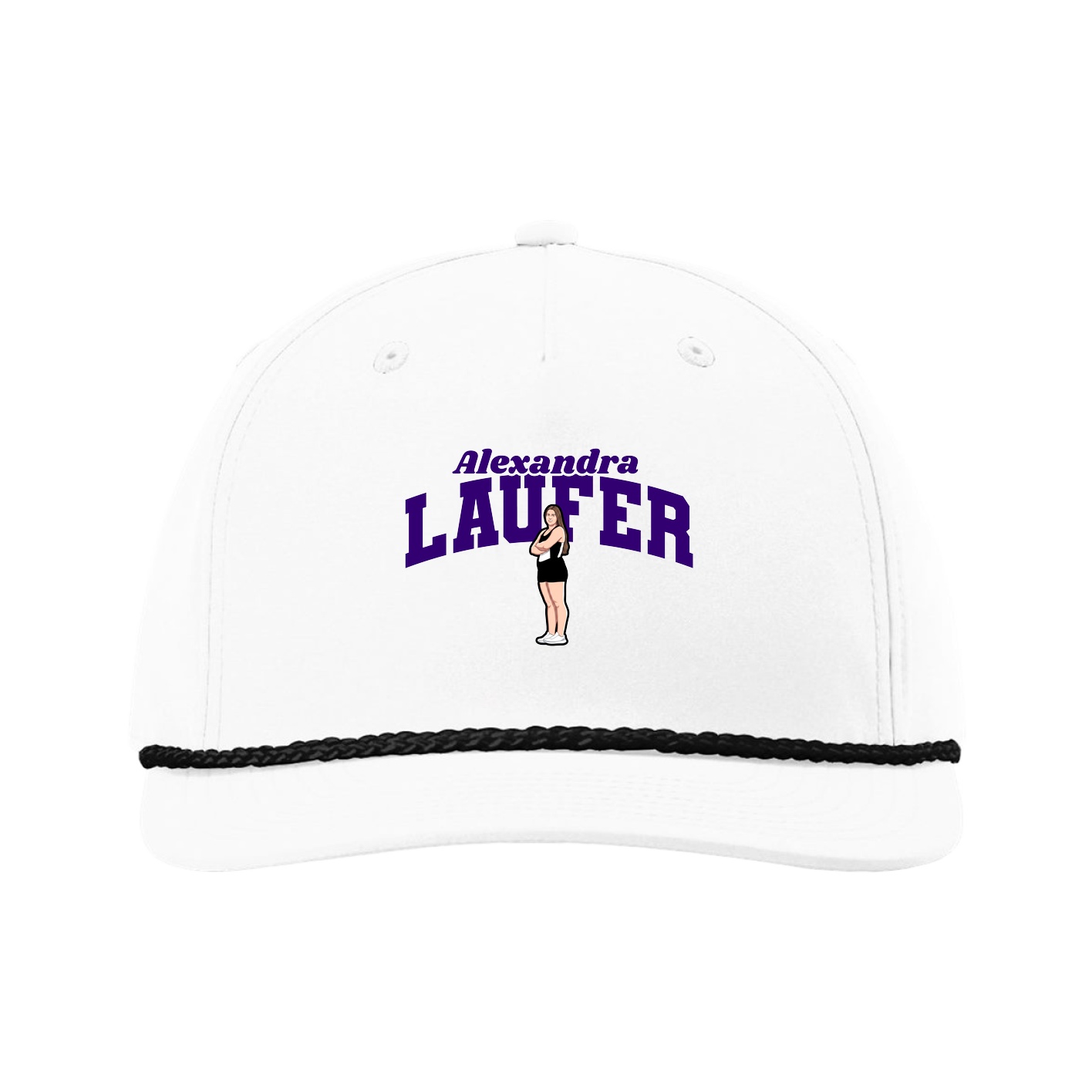 Five-Panel Classic Rope Cap — Signature Arch in White