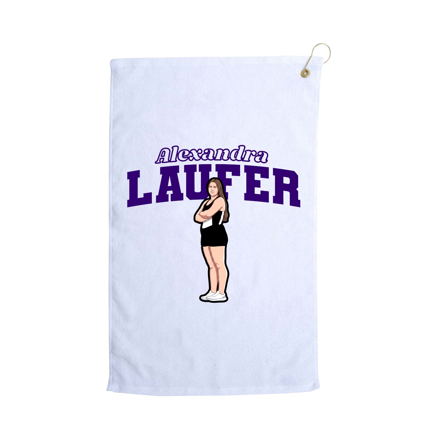 Golf Towel — Name Arch in White