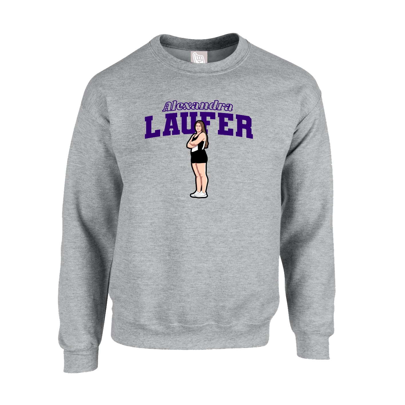 Fleece Crew — Name Arch in Grey