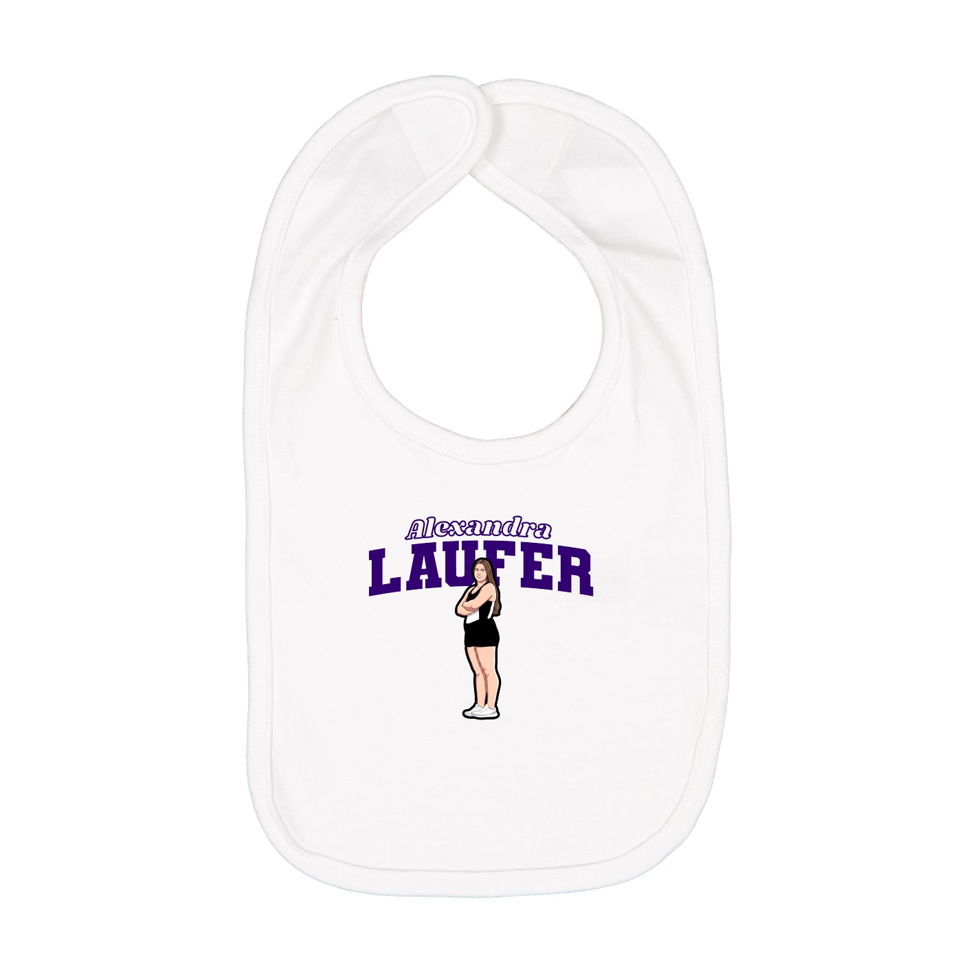 Infant Bib — Name Arch in White