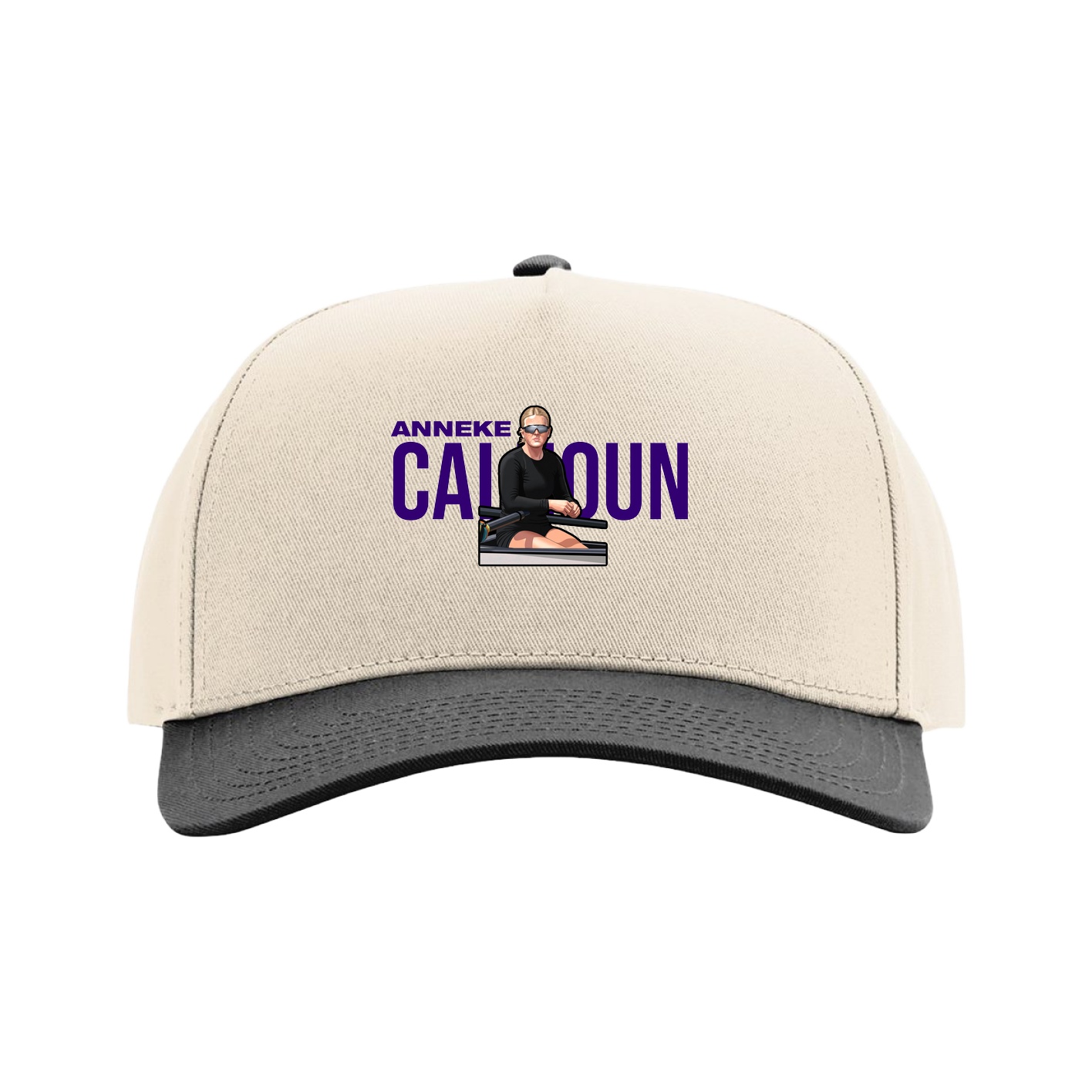 Full Fabric Five-Panel Champ Cap — Player Name in Cream/Black