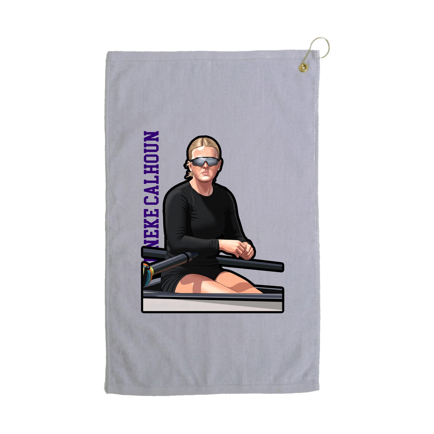Golf Towel — Name Vertical in Grey