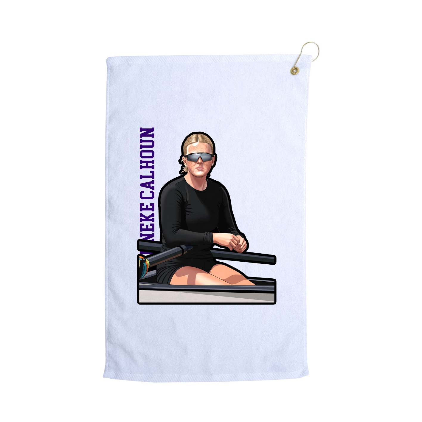 Golf Towel — Name Vertical in White