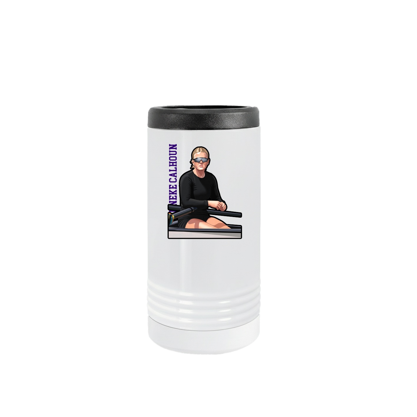 Slim Beverage Holder — Name Vertical in White