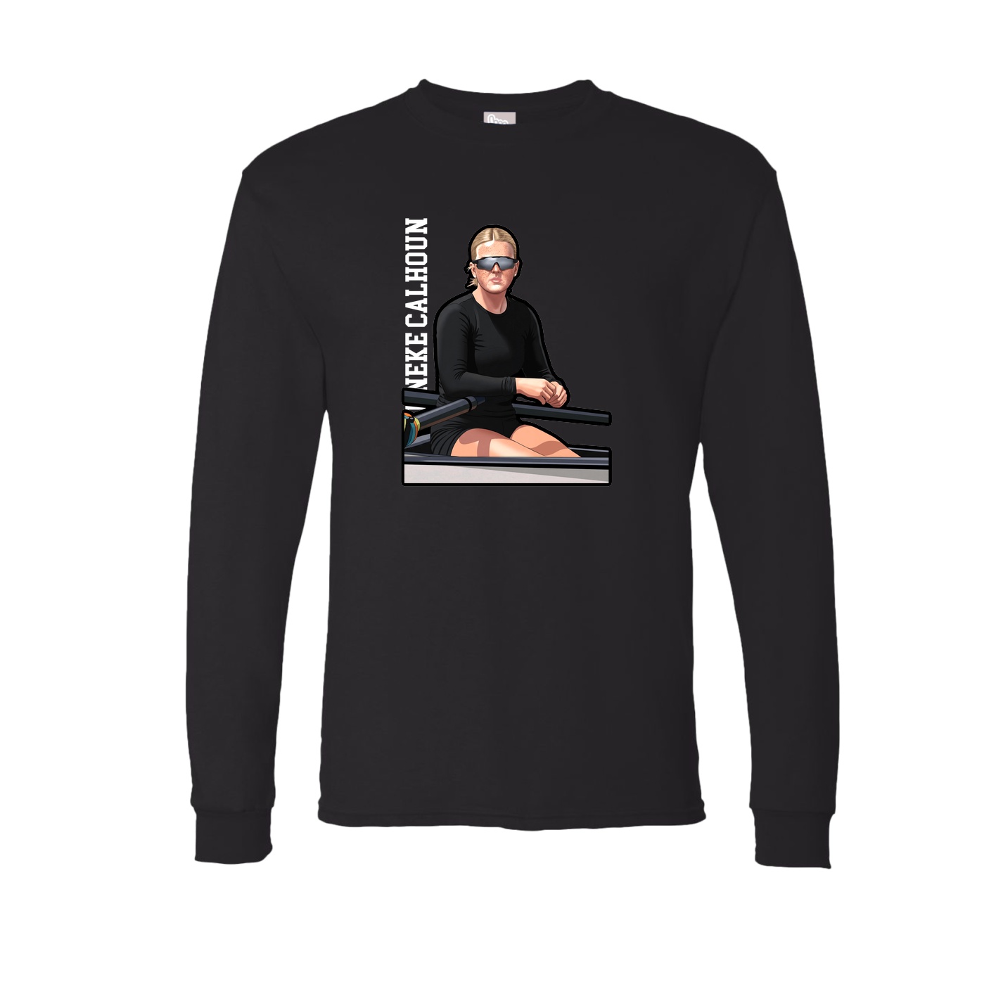 Long Sleeve Tee — Name Vertical in Black