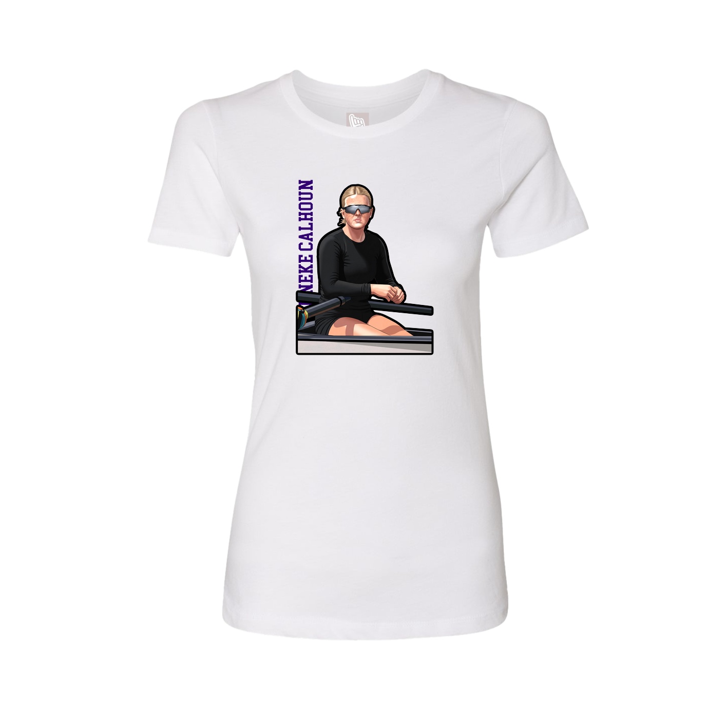 Womens Tee — Name Vertical in White