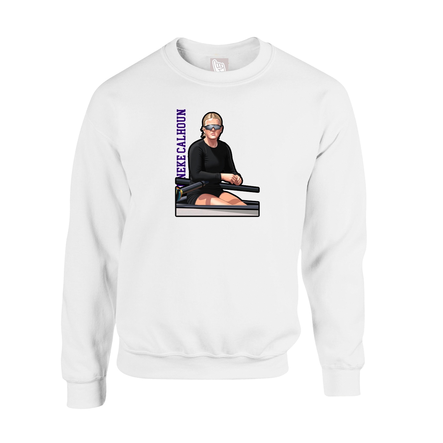 Fleece Crew — Name Vertical in White