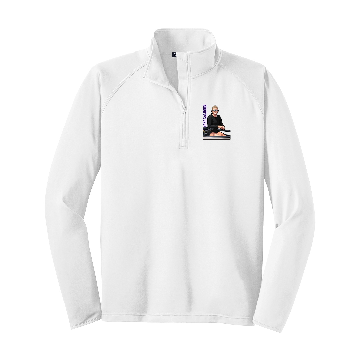 Q-Zip Pullover — Name Vertical in White