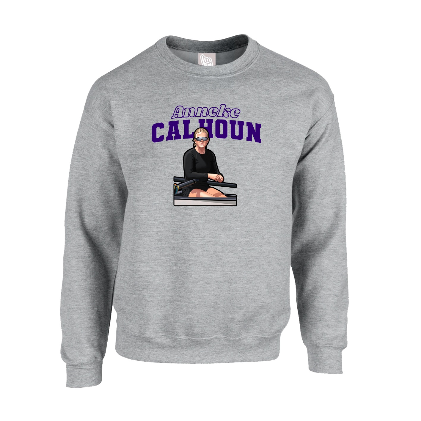 Fleece Crew — Name Arch in Grey