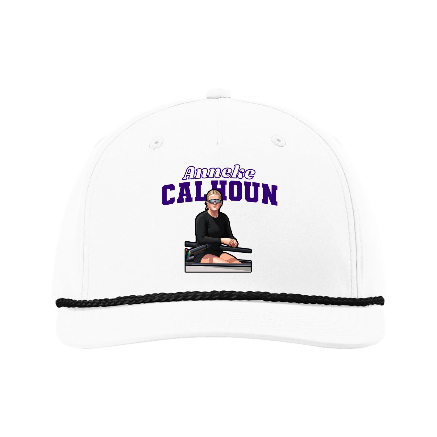 Five-Panel Classic Rope Cap — Name Arch in White