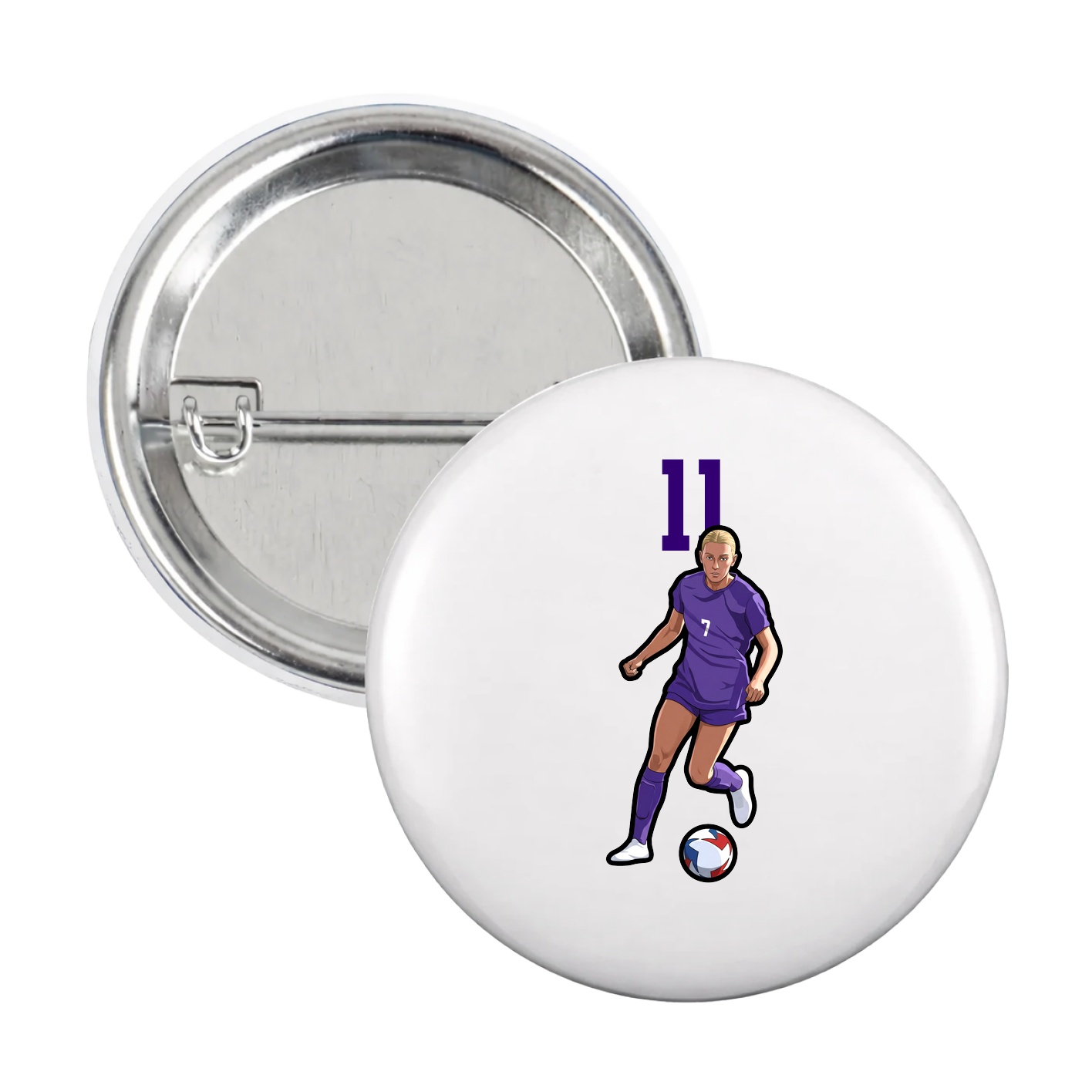 Game Day Button — Number Top in White