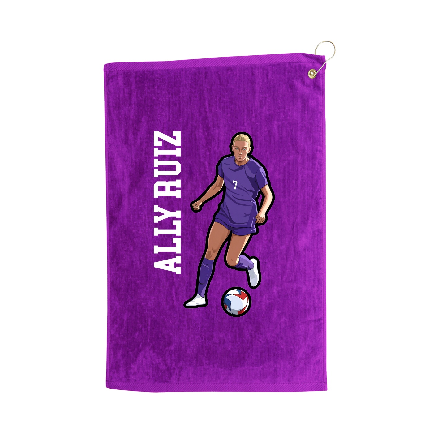Golf Towel — Name Vertical in Purple