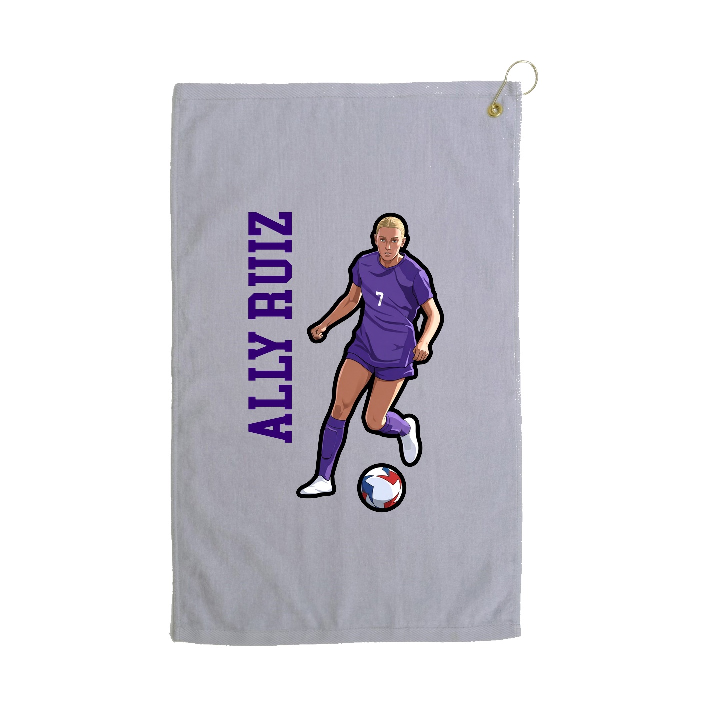 Golf Towel — Name Vertical in Grey
