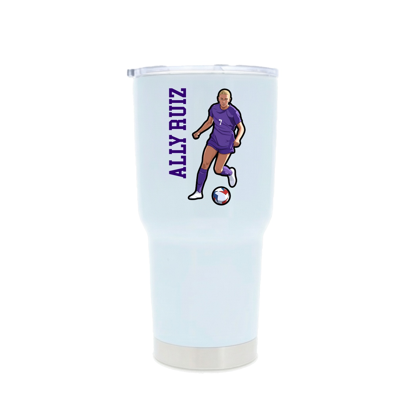 30oz Stainless Steel Tumbler — Name Vertical in White