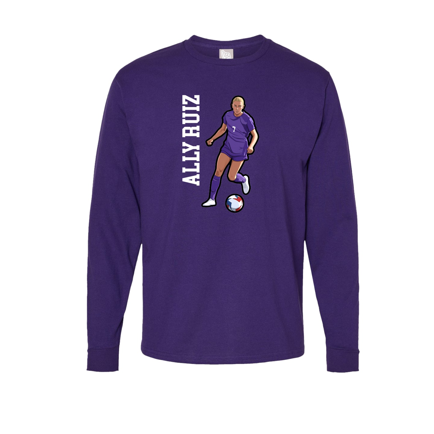 Long Sleeve Tee — Name Vertical in Purple