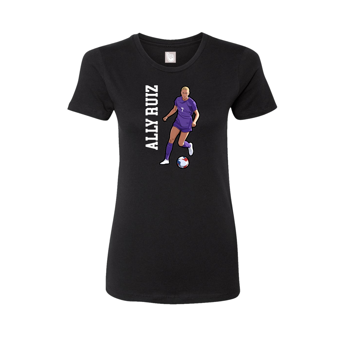 Womens Tee — Name Vertical in Black