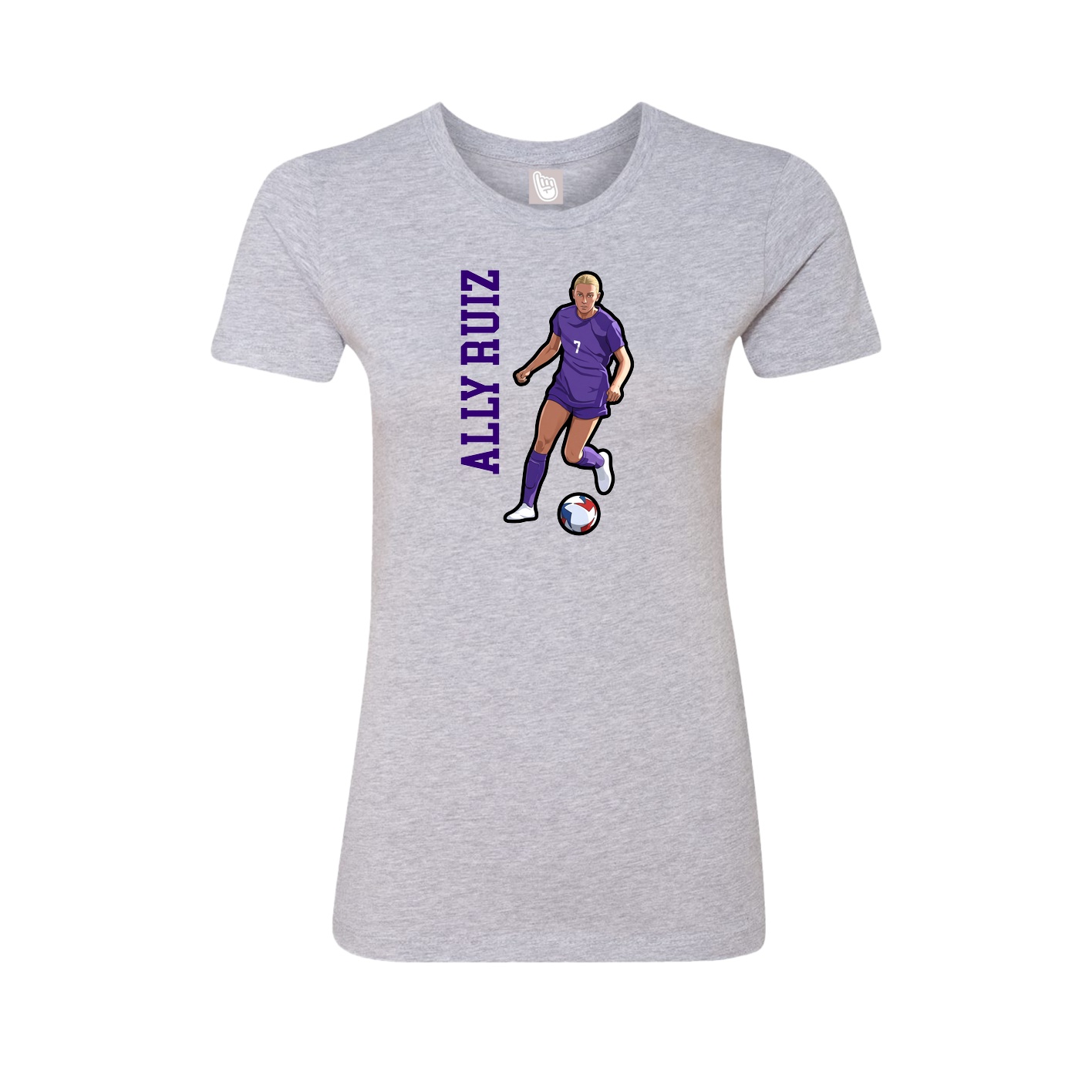 Womens Tee — Name Vertical in Grey