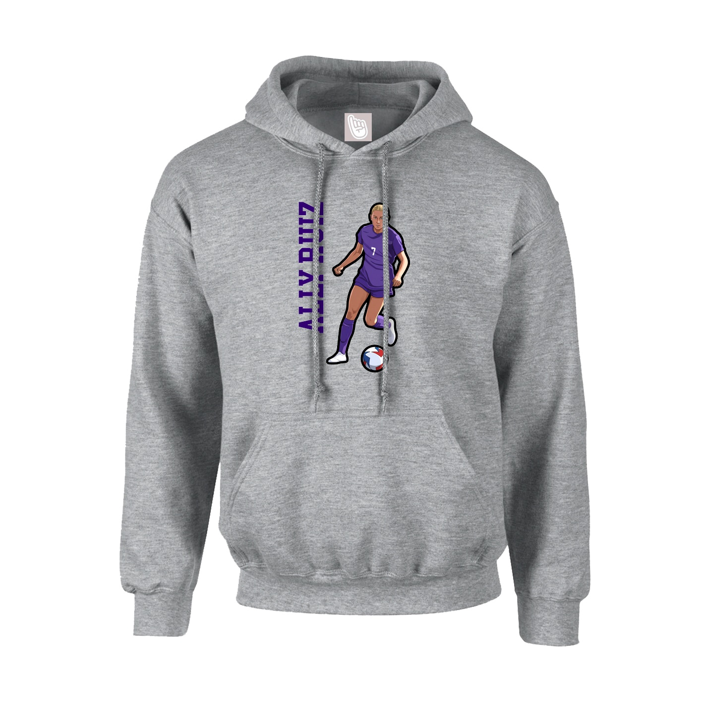 Hoodie — Name Vertical in Grey