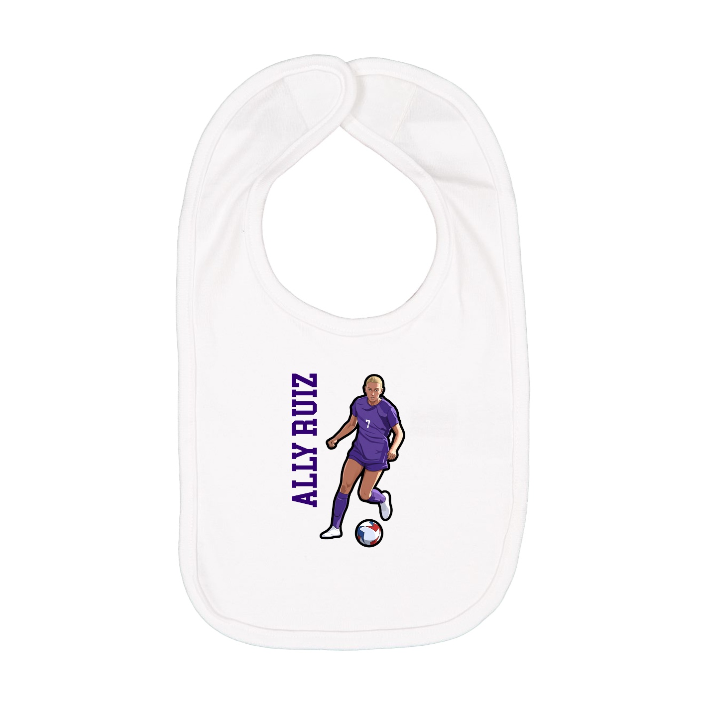 Infant Bib — Name Vertical in White