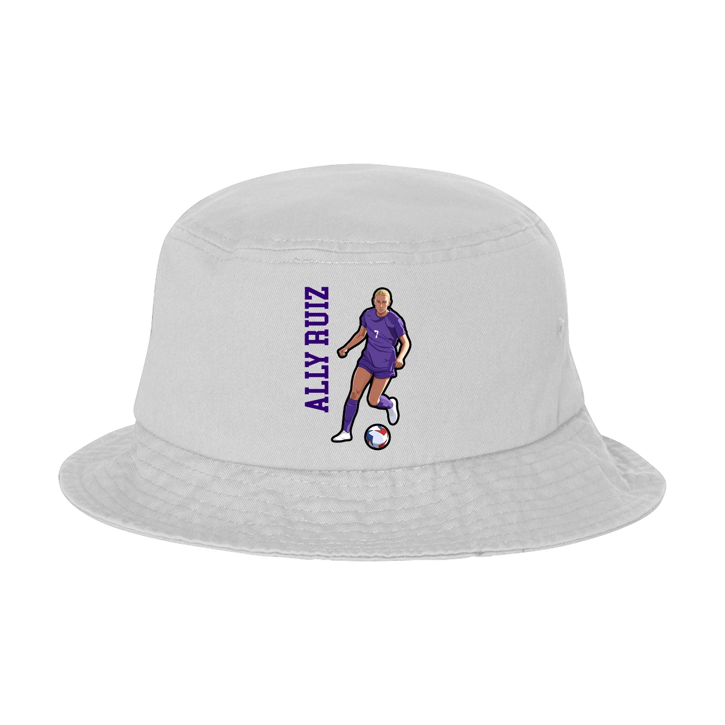 Bucket Cap — Name Vertical in White